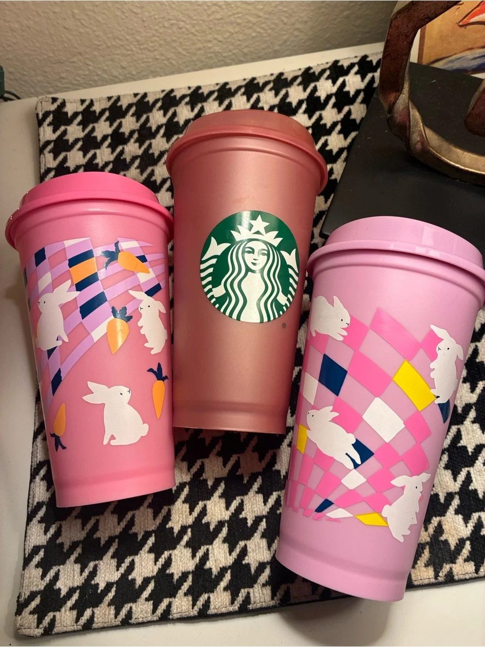 Starbucks new 3 Pink tumblers Bunnies
